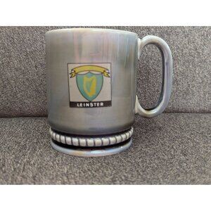 Leinster Ireland Pewter Look Ceramic Mug With Detailed Crest & Braided Base